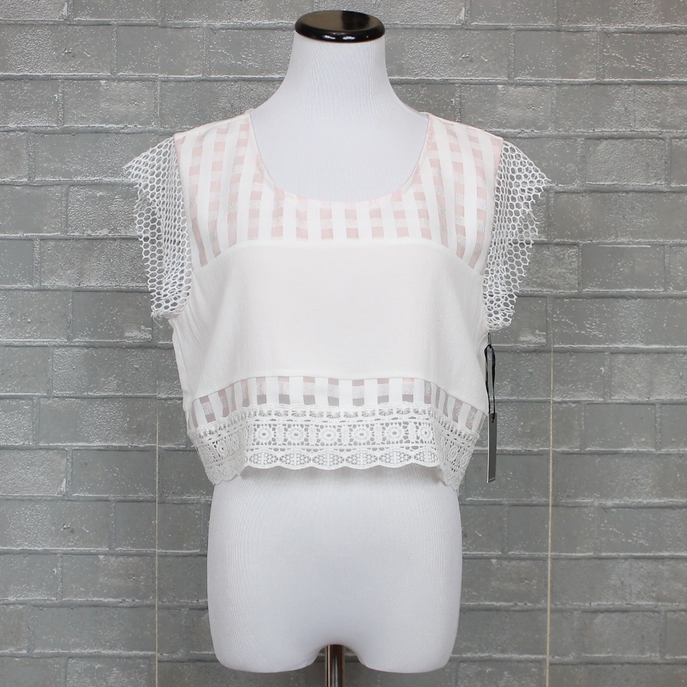 Lovers + Friends Checkered Lace Crop